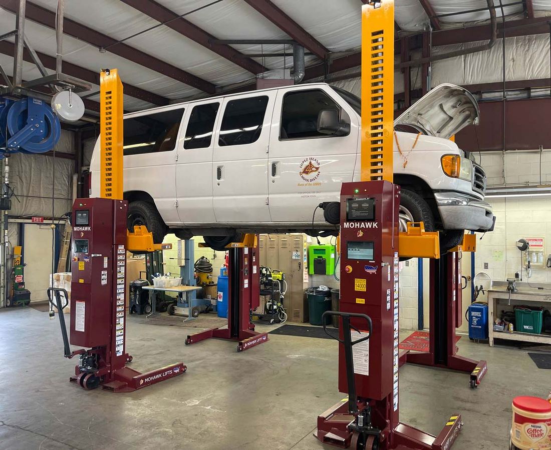Van raised on Mohawk 800 Series columns